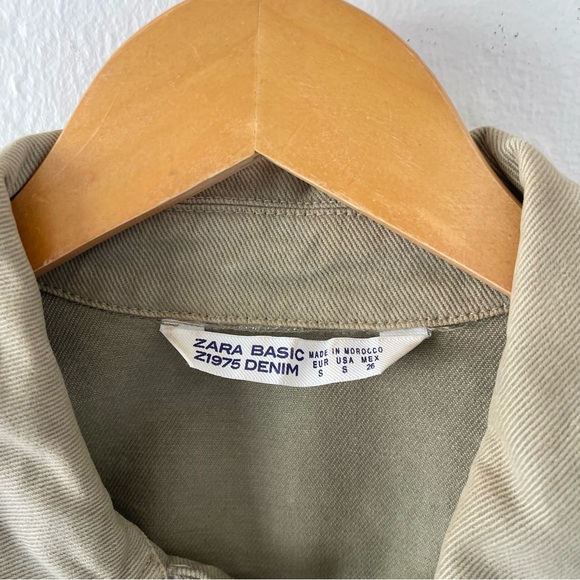 Zara Green Cropped Boxy Denim Jacket - Picture 8 of 13